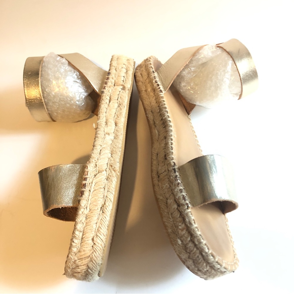 Sz 11 Soludos Cadiz Gold Metallic Platinum Strap Sandals - Picture 7 of 16